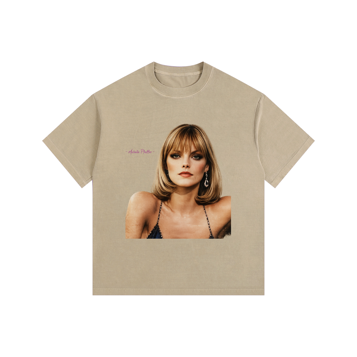 Michelle Pfeiffer - Vintage Washed Oversized Cotton T-Shirt