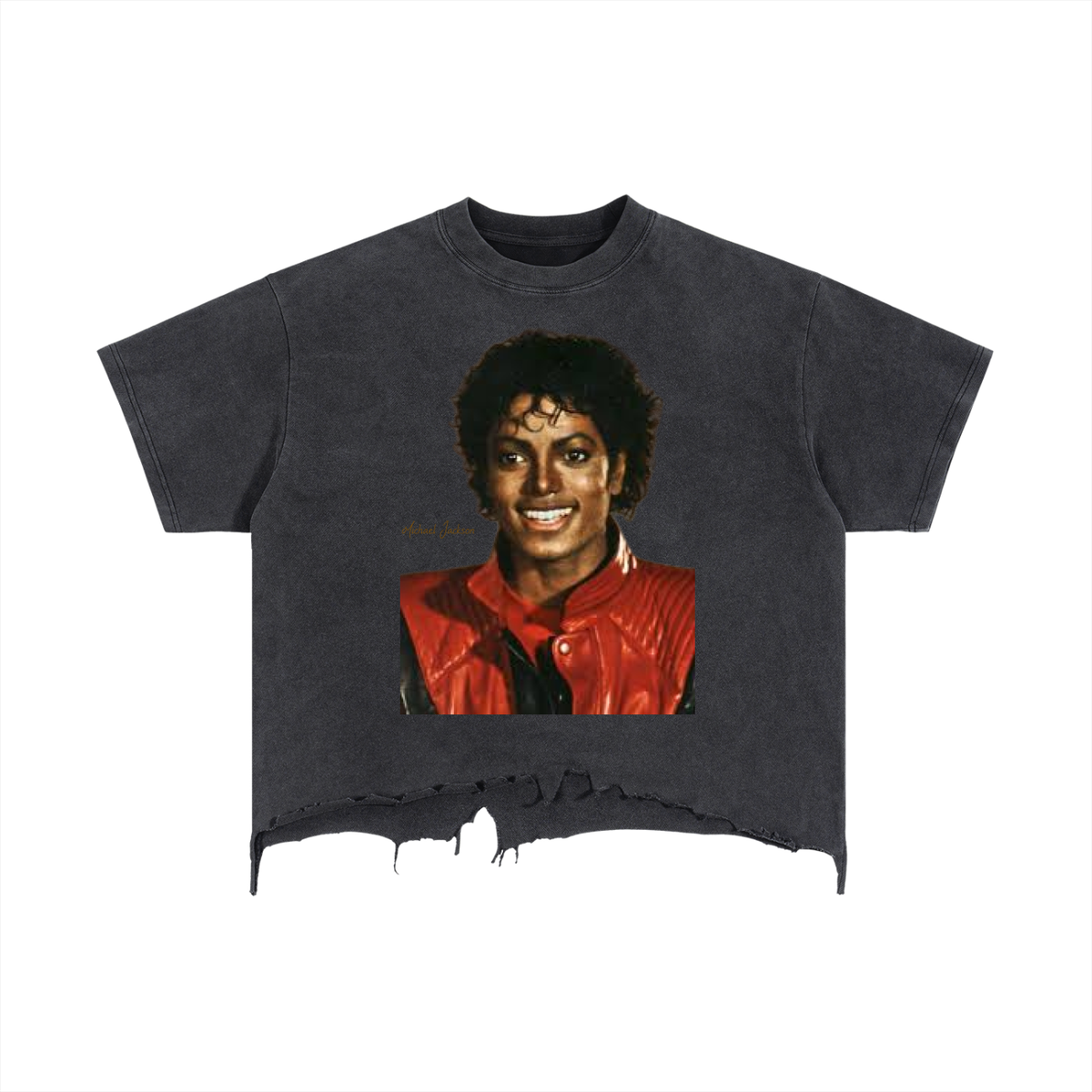 Michael Jackson - Vintage Wash Boxy Distressed Hem T-Shirt