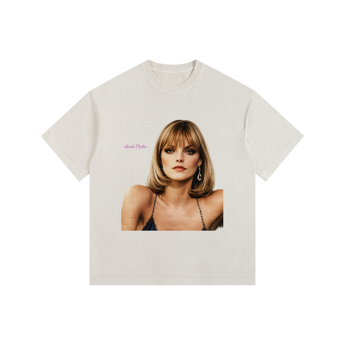 Michelle Pfeiffer - Vintage Washed Oversized Cotton T-Shirt