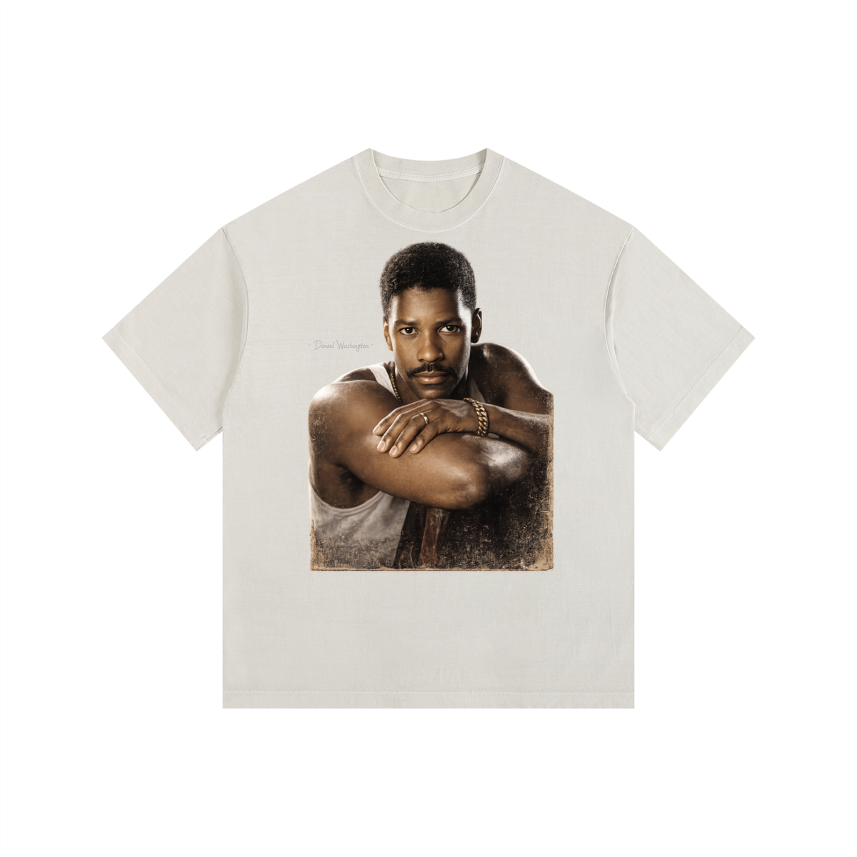 Denzel Washington - Vintage Washed Oversized Cotton T-Shirt