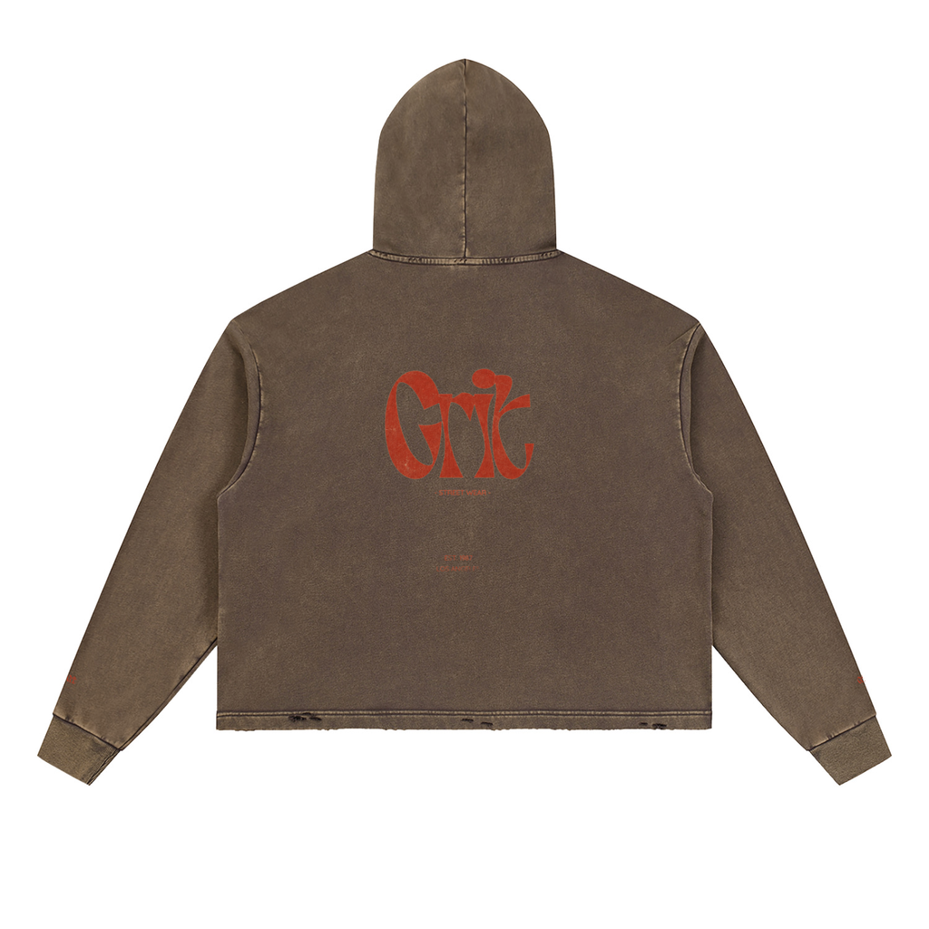 Grit Hoodie - Vintage Washed Frayed-Hem Hoodie