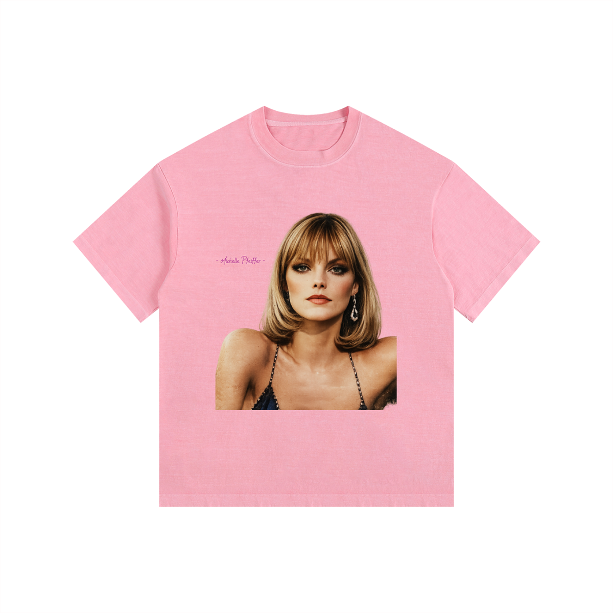 Michelle Pfeiffer - Vintage Washed Oversized Cotton T-Shirt