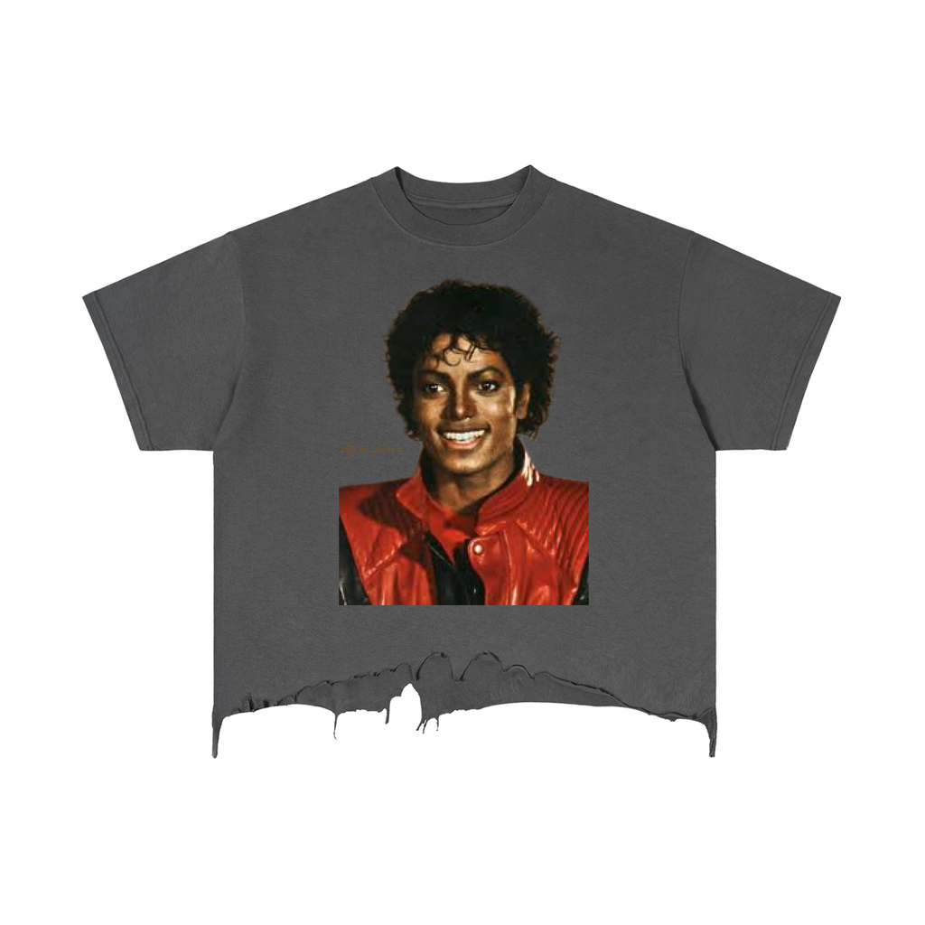 Michael Jackson - Vintage Wash Boxy Distressed Hem T-Shirt
