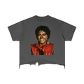 Michael Jackson - Vintage Wash Boxy Distressed Hem T-Shirt
