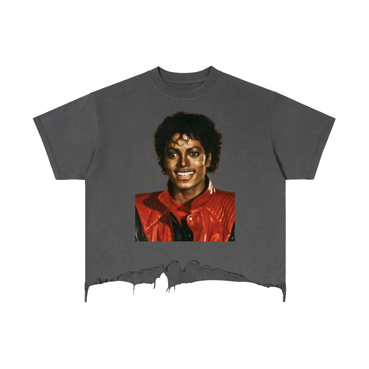 Michael Jackson - Vintage Wash Boxy Distressed Hem T-Shirt