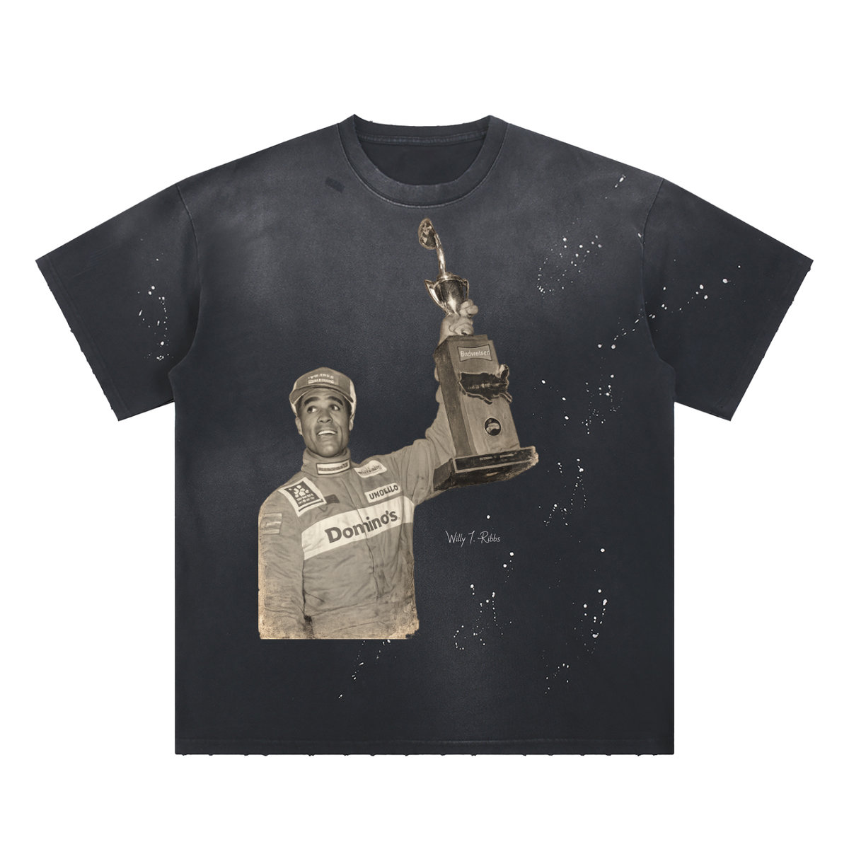 Willy T. Ribbs - Hand-Frayed Sunfade Paint Splatter T-Shirt