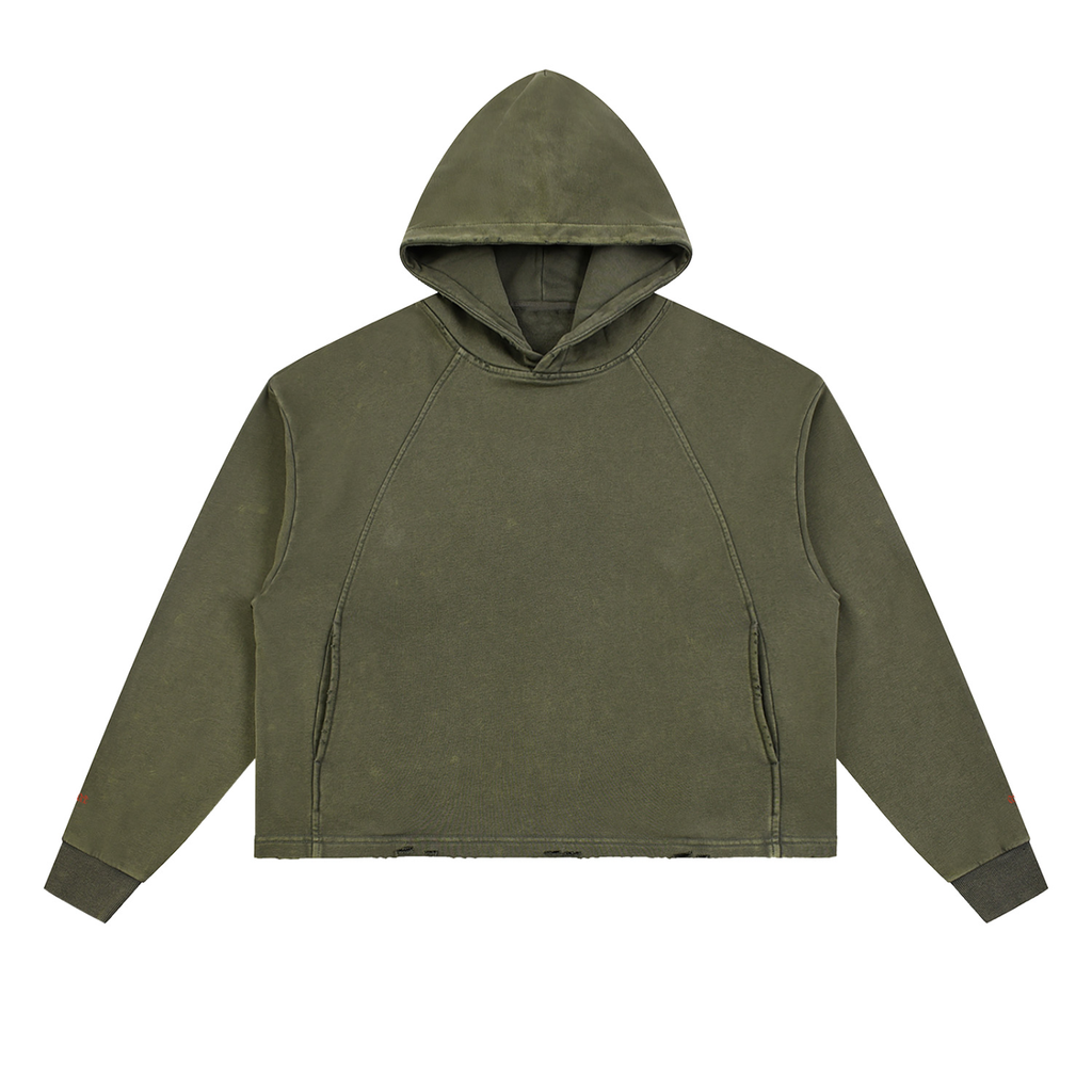 Grit Hoodie - Vintage Washed Frayed-Hem Hoodie