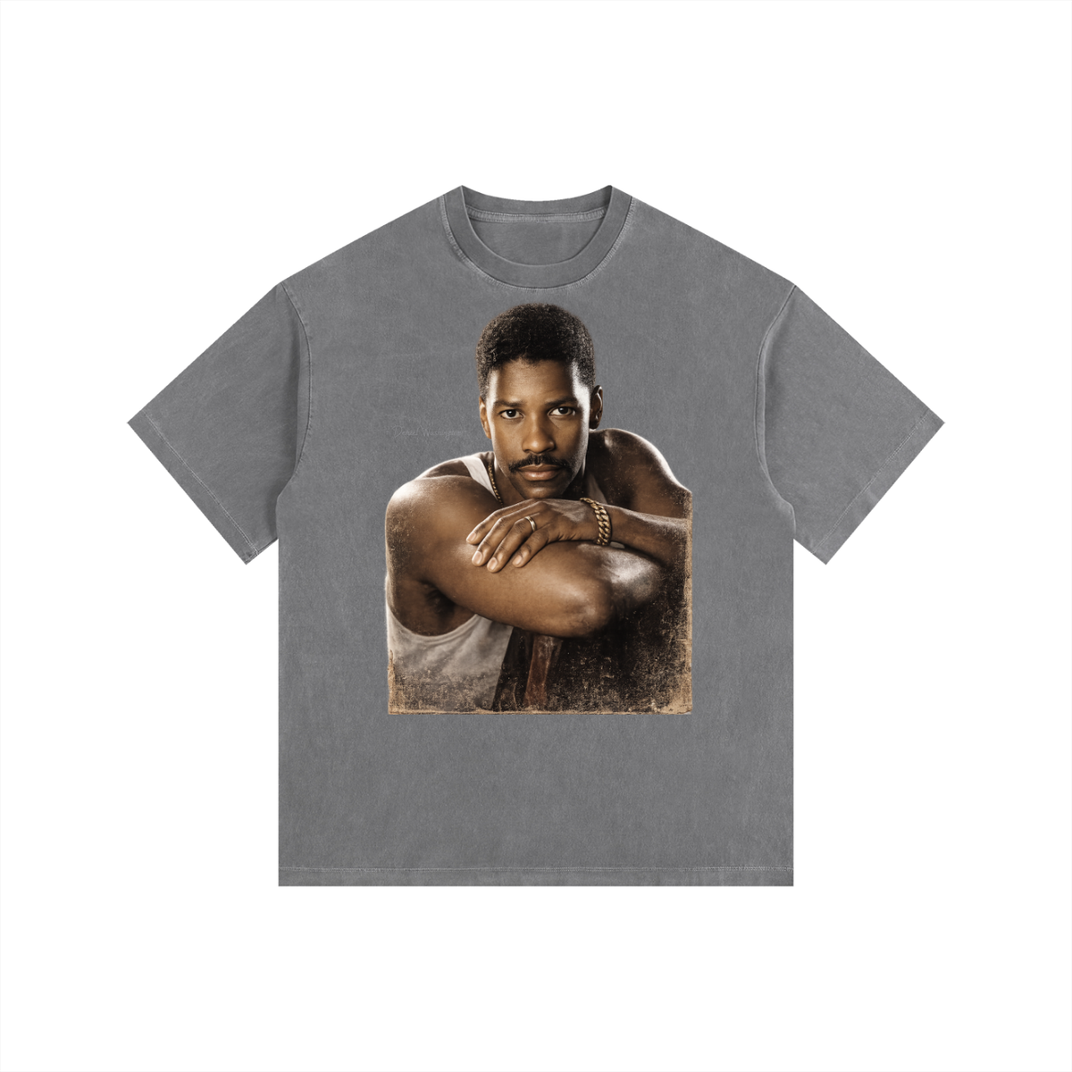 Denzel Washington - Vintage Washed Oversized Cotton T-Shirt