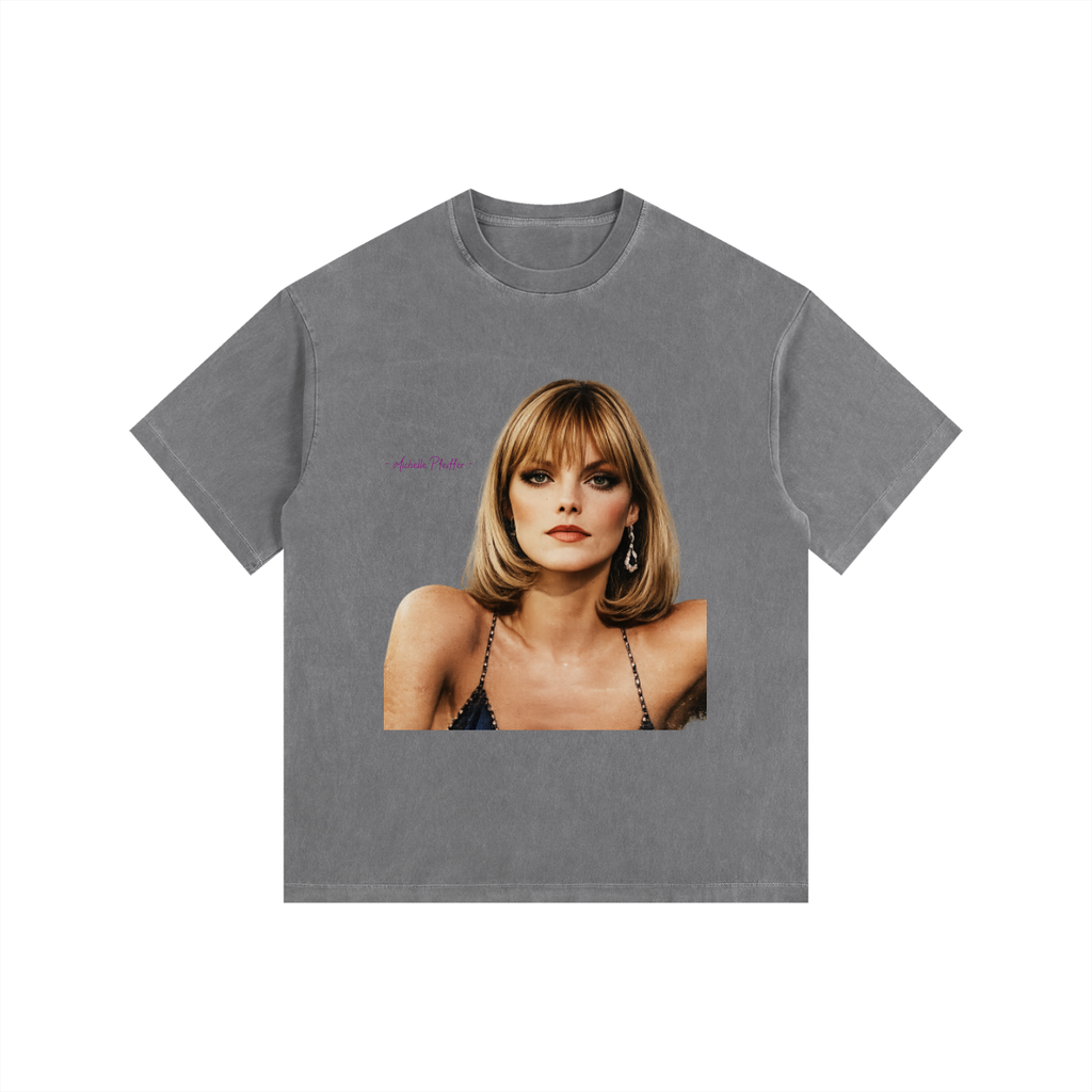 Michelle Pfeiffer - Vintage Washed Oversized Cotton T-Shirt