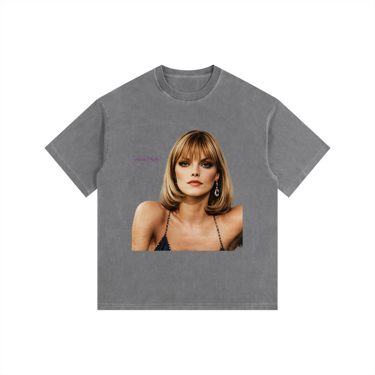 Michelle Pfeiffer - Vintage Washed Oversized Cotton T-Shirt