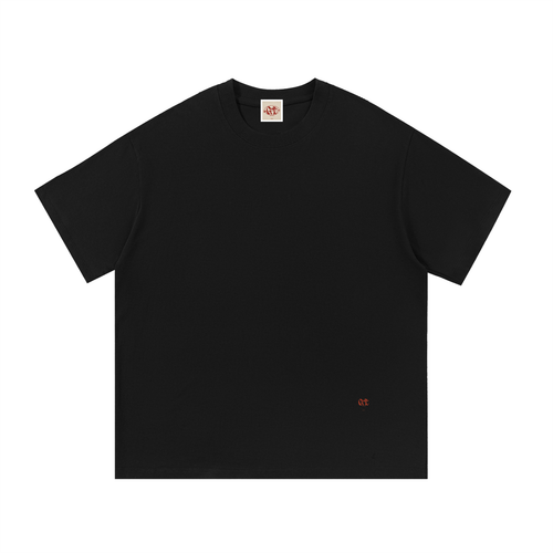 Grit black oversized 100% cotton t-shirt with a round neck and small red logo detail on the lower front.