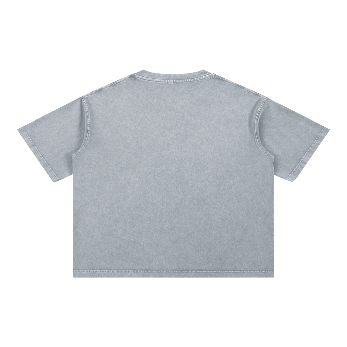 Back view of a Grit mineral wash grey cotton t-shirt with a boxy, oversized fit and drop-shoulder design.