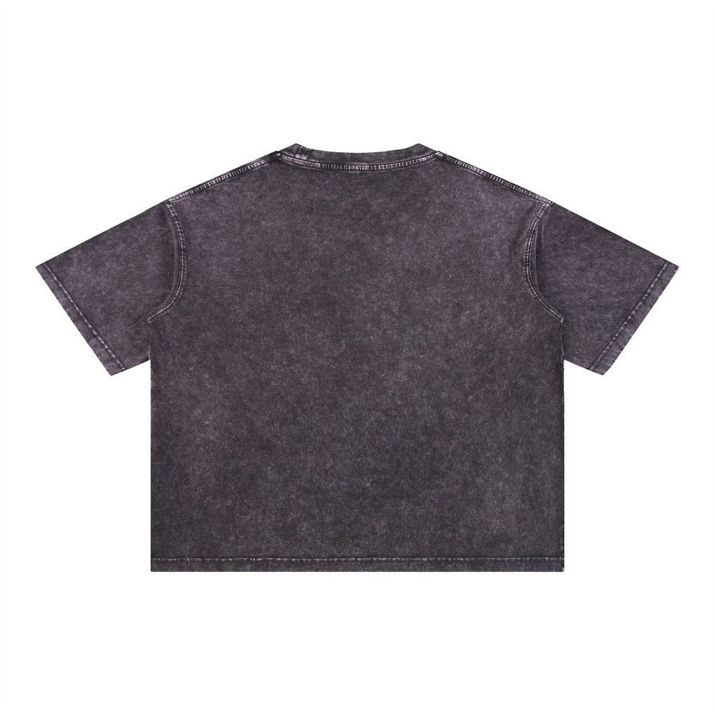 Grit mineral wash cotton t-shirt in a relaxed boxy fit with drop shoulders, shown from the back.