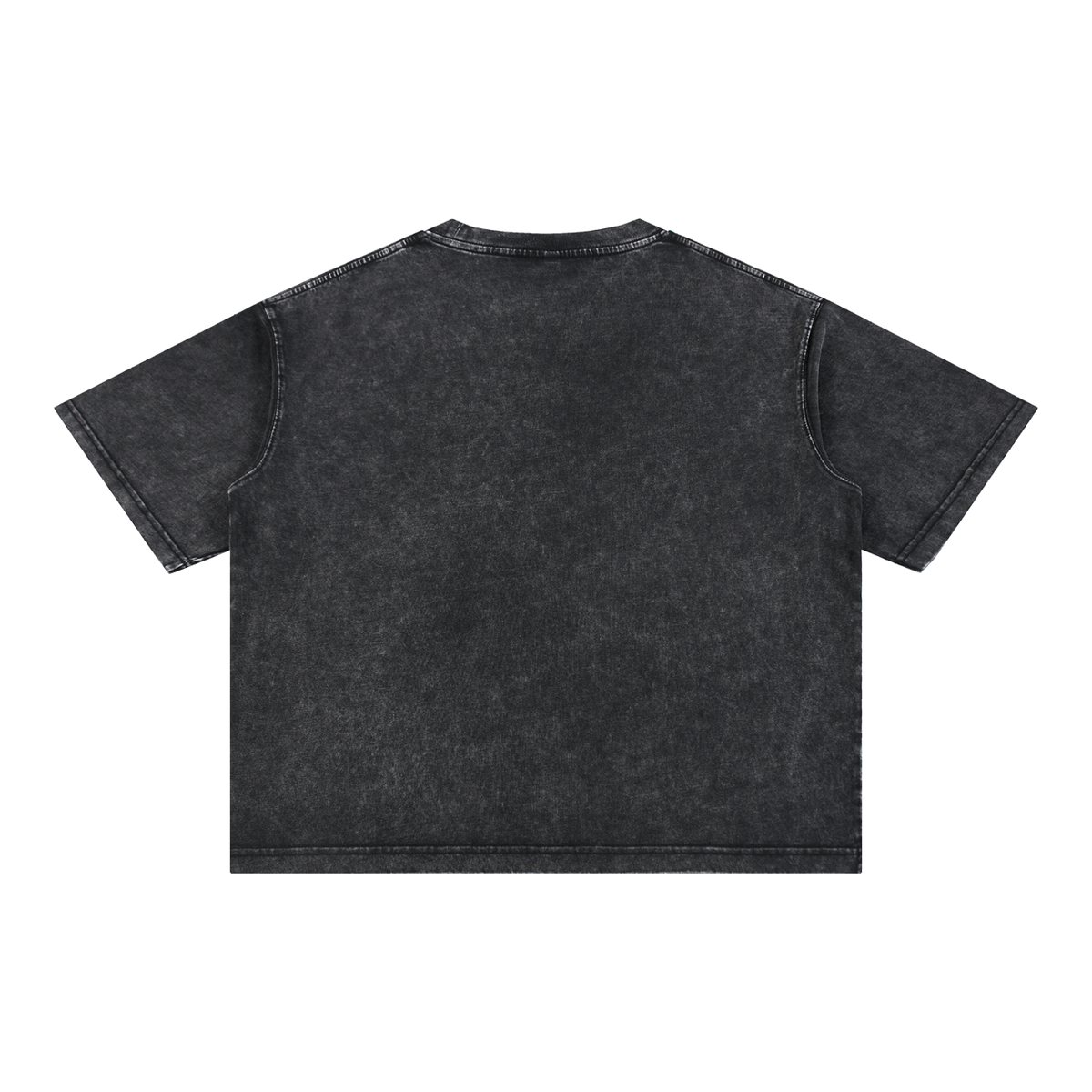 Back view of a Grit mineral wash black cotton t-shirt with a relaxed boxy fit and drop-shoulder silhouette.