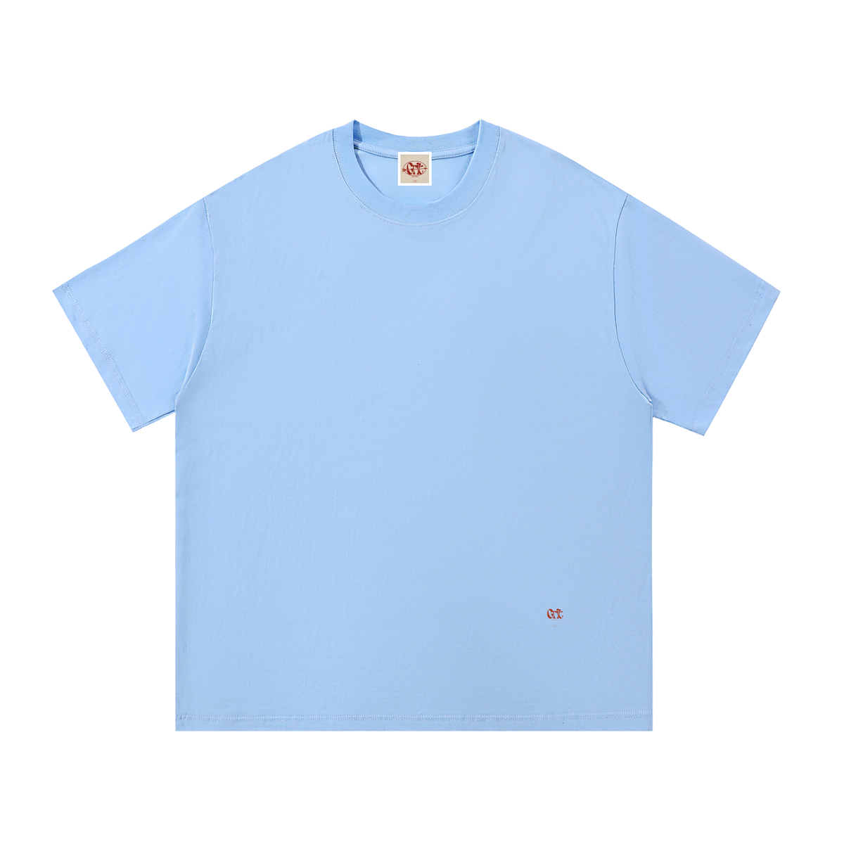 Grit oversized light blue 100% cotton round neck t-shirt with short sleeves and a small logo detail